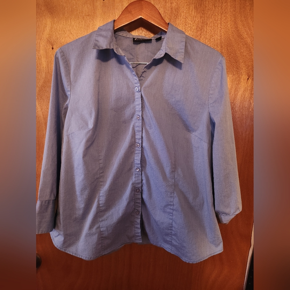 New York and Co Light Blue Button Up Blouse XL